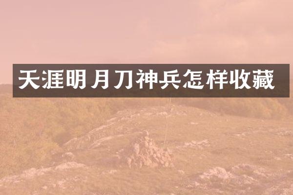 天涯明月刀神兵怎样收藏