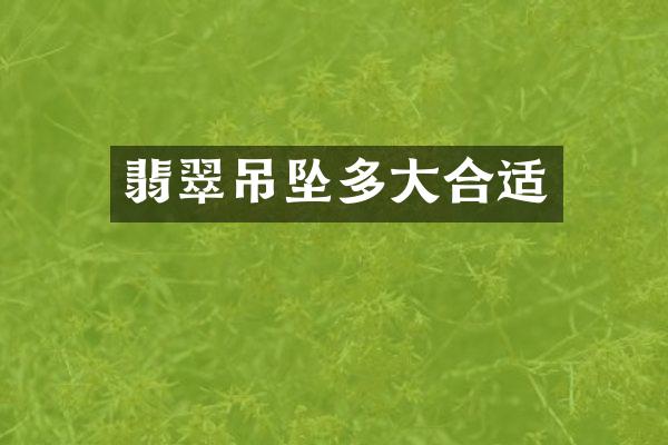 翡翠吊坠多大合适
