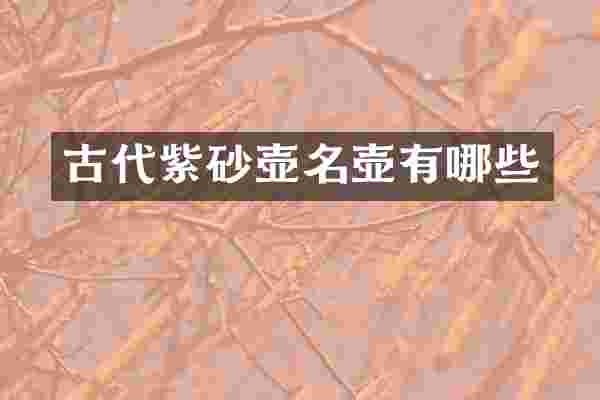 古代紫砂壶名壶有哪些