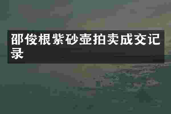 邵俊根紫砂壶拍卖成交记录