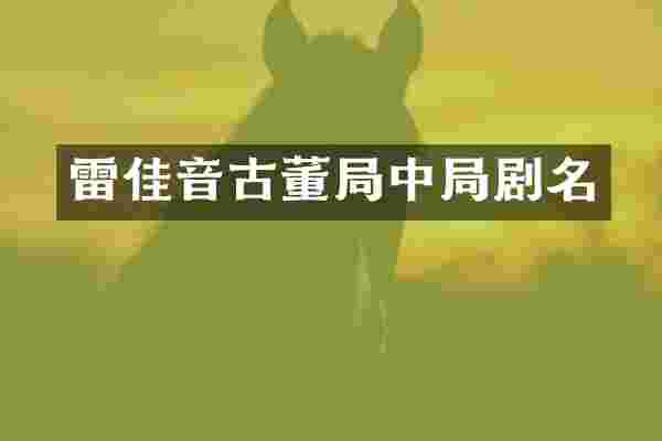 雷佳音古董局中局剧名