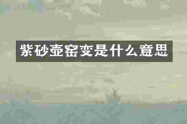 紫砂壶窑变是什么意思
