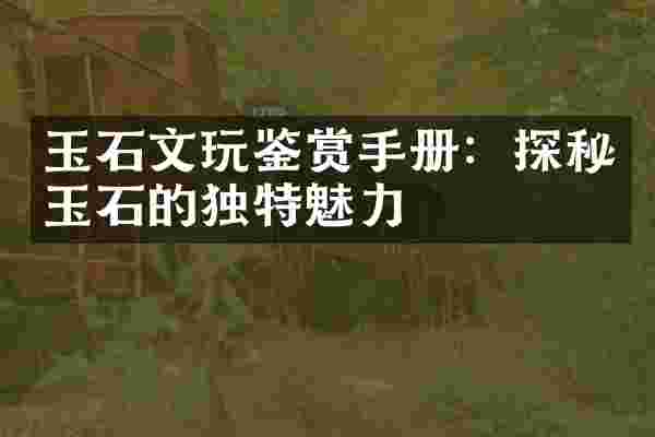 玉石文玩鉴赏手册：探秘玉石的独特魅力
