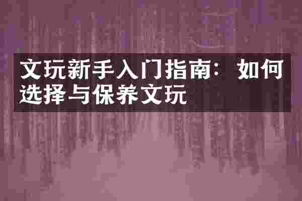 文玩新手入门指南：如何选择与保养文玩
