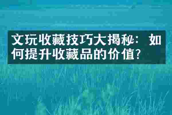 文玩收藏技巧大揭秘：如何提升收藏品的价值？