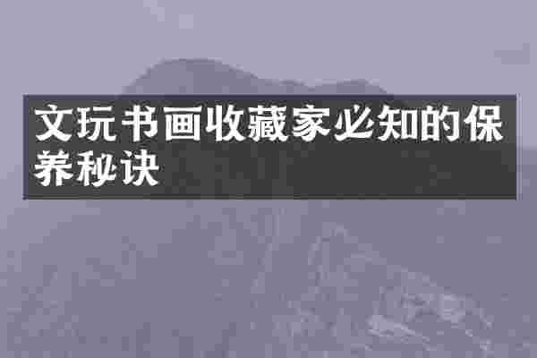 文玩书画收藏家必知的保养秘诀