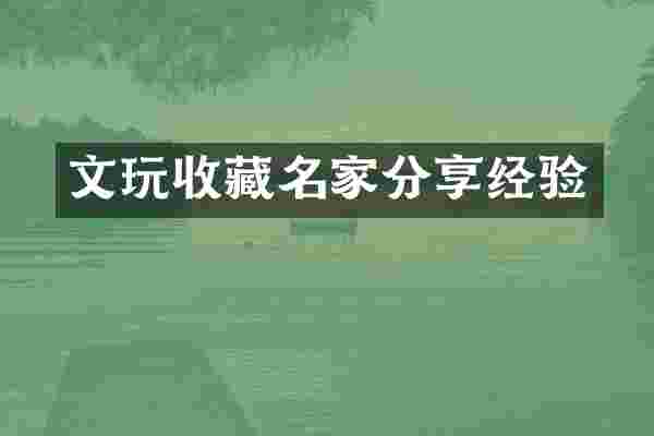 文玩收藏名家分享经验