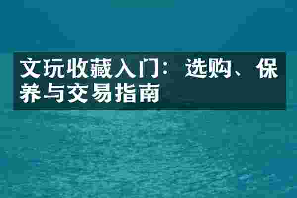 文玩收藏入门：选购、保养与交易指南