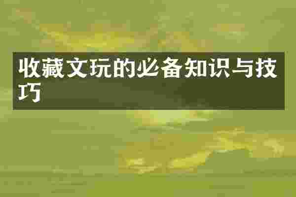 收藏文玩的必备知识与技巧