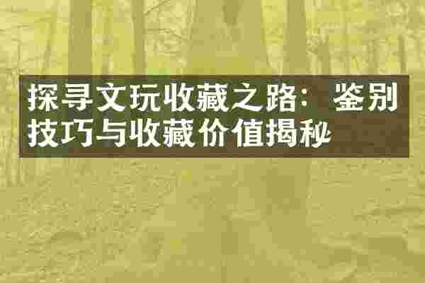 探寻文玩收藏之路：鉴别技巧与收藏价值揭秘