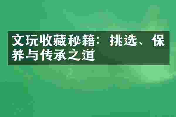 文玩收藏秘籍：挑选、保养与传承之道