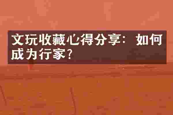 文玩收藏心得分享：如何成为行家？