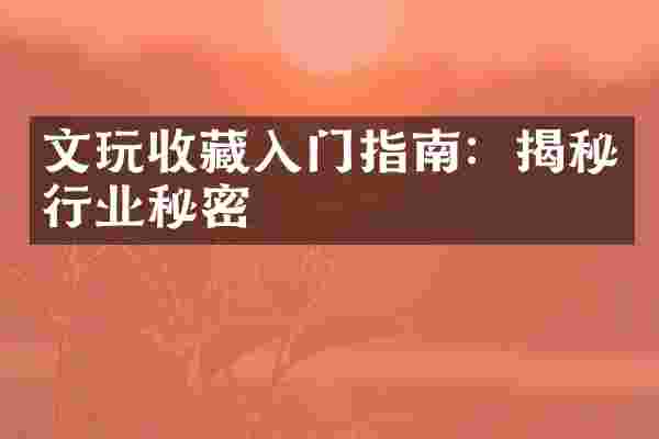 文玩收藏入门指南：揭秘行业秘密
