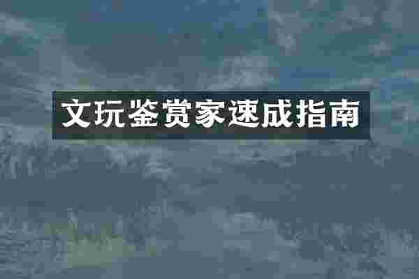 文玩鉴赏家速成指南