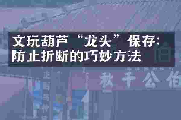 文玩葫芦&ldquo;龙头&rdquo;保存：防止折断的巧妙方法