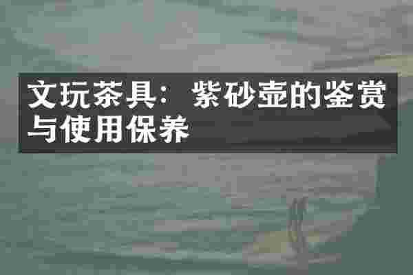 文玩茶具：紫砂壶的鉴赏与使用保养